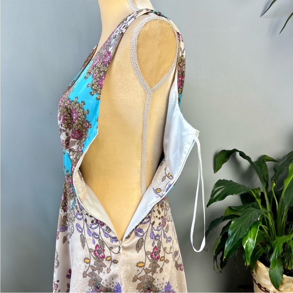 ANTONIO MELANI Asymmetrical Dress in Blue and Cream - Picture 3 of 6